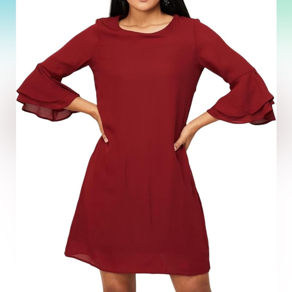 CODE Classic Red Ruffle Sleeve Shift Dress – Size XXL